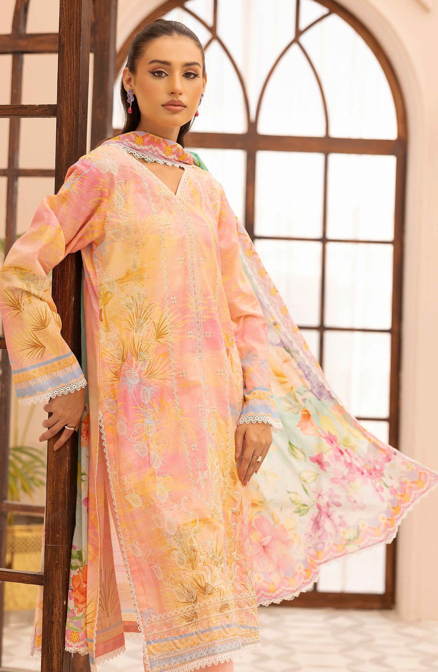Rang Nagar by Al Karim Embroidered Lawn Unstitched 3 Piece Suit - RN-739 - AK26RNG - Pink - Summer Collection