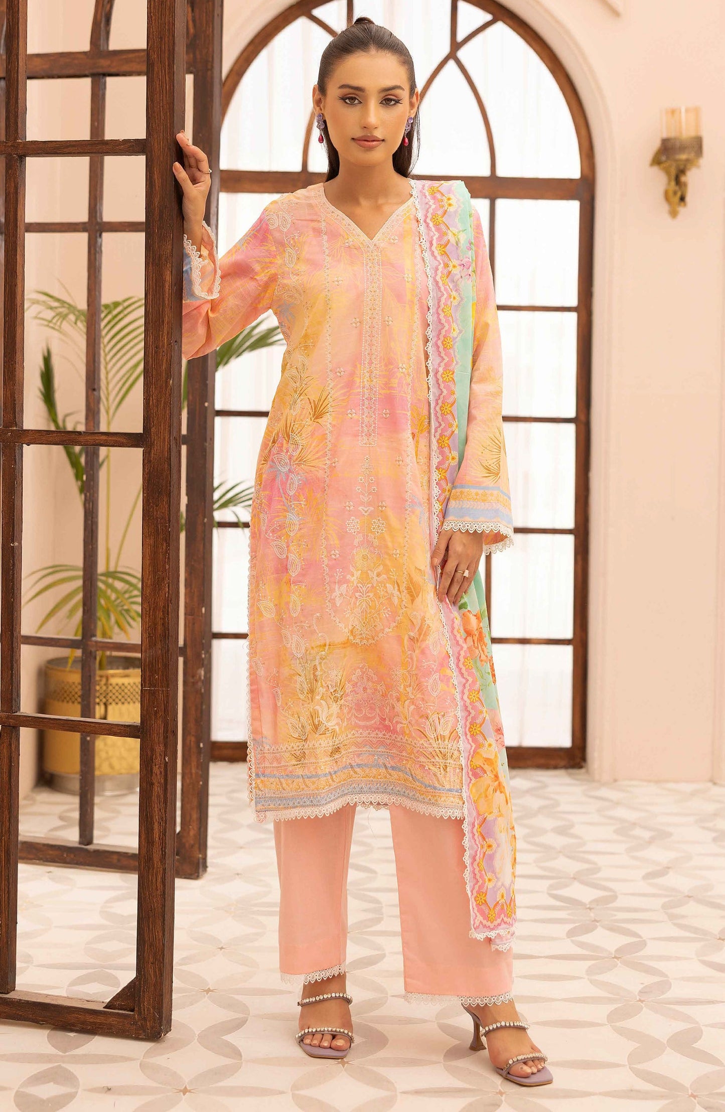 Rang Nagar by Embroidered Lawn Unstitched 3 Piece Suit - RN-739 - AK26RNG - Pink - Summer Collection