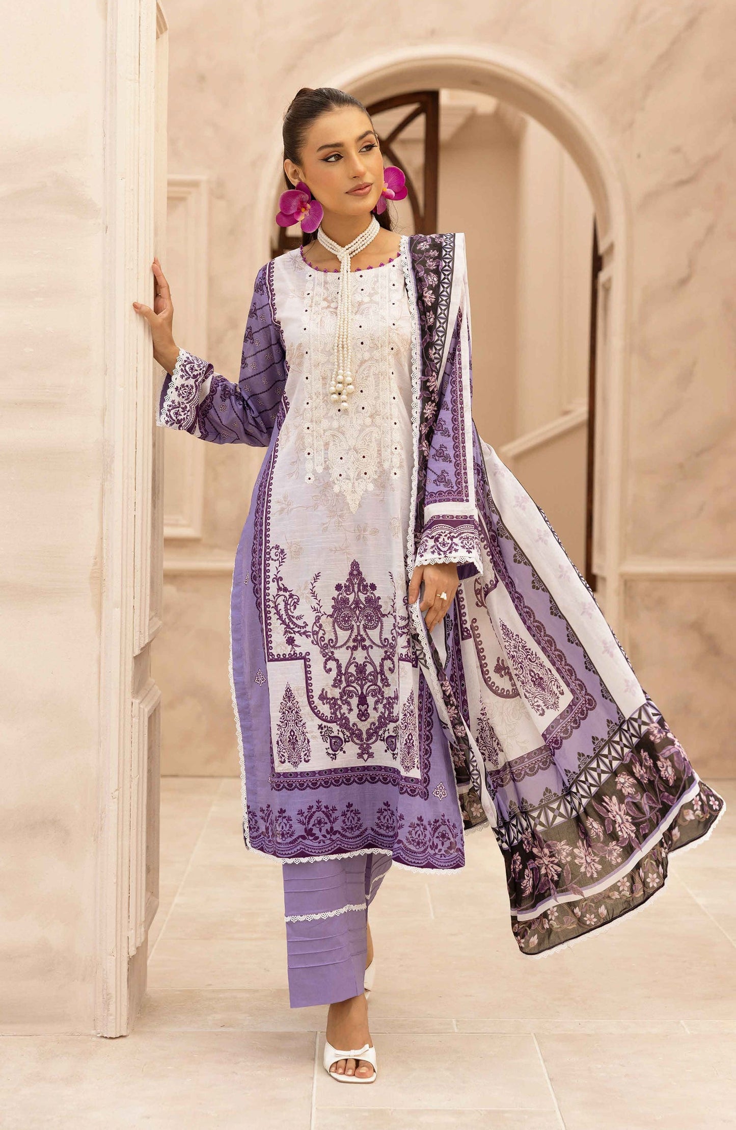 Rang Nagar by Al Karim Embroidered Lawn Unstitched 3 Piece Suit - RN-738 - AK26RNG - Purple - Summer Collection