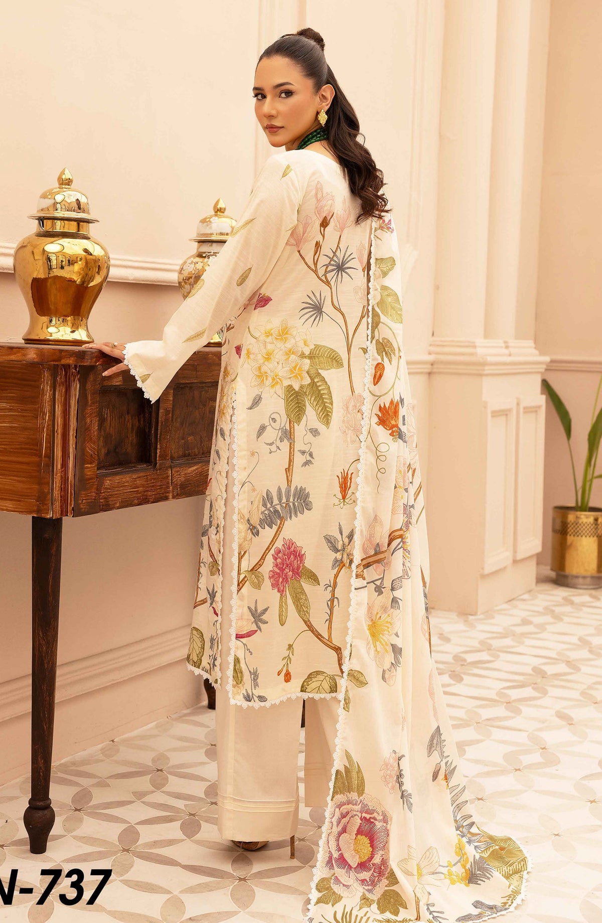 Rang Nagar by Embroidered Lawn Unstitched 3 Piece Suit - RN-737 - AK26RNG - Off White - Summer Collection