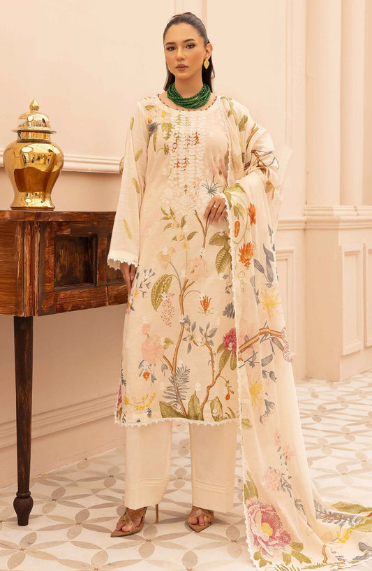 Rang Nagar by Embroidered Lawn Unstitched 3 Piece Suit - RN-737 - AK26RNG - Off White - Summer Collection