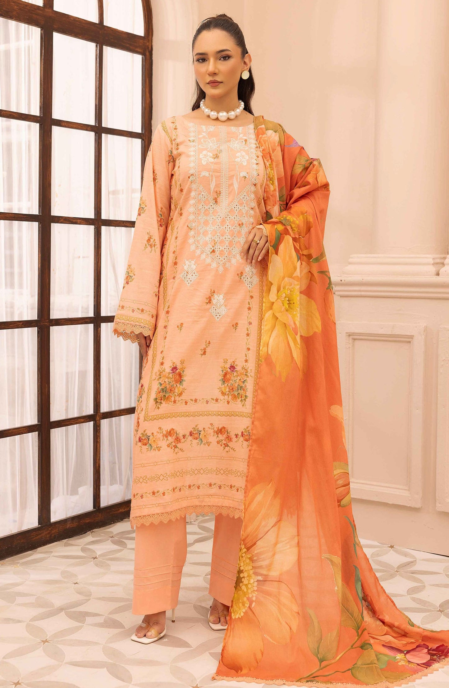 Rang Nagar by Embroidered Lawn Unstitched 3 Piece Suit - RN-736 - AK26RNG - Pink - Summer Collection