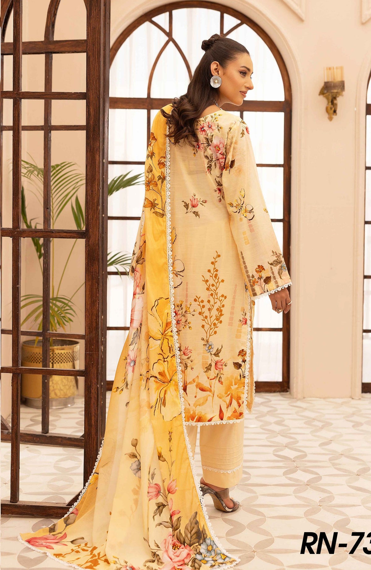 Rang Nagar by Embroidered Lawn Unstitched 3 Piece Suit - RN-734 - AK26RNG - Yellow - Summer Collection