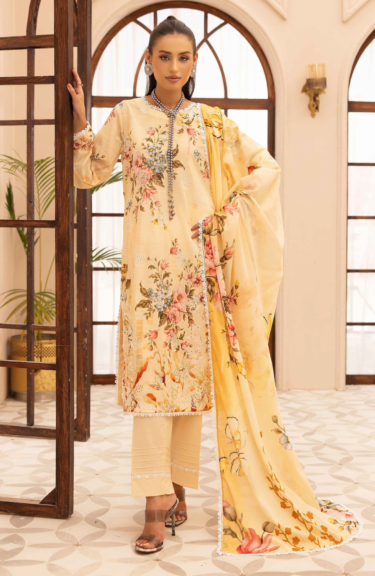 Rang Nagar by Al Karim Embroidered Lawn Unstitched 3 Piece Suit - RN-734 - AK26RNG - Yellow - Summer Collection