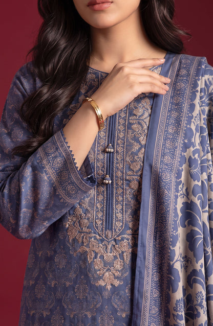 Rang e Bahar by Amna Khadija Embroidered Lawn Stitched 3 Piece Suit - AKRB-01 - AM26RNB - Blue - Summer Collection