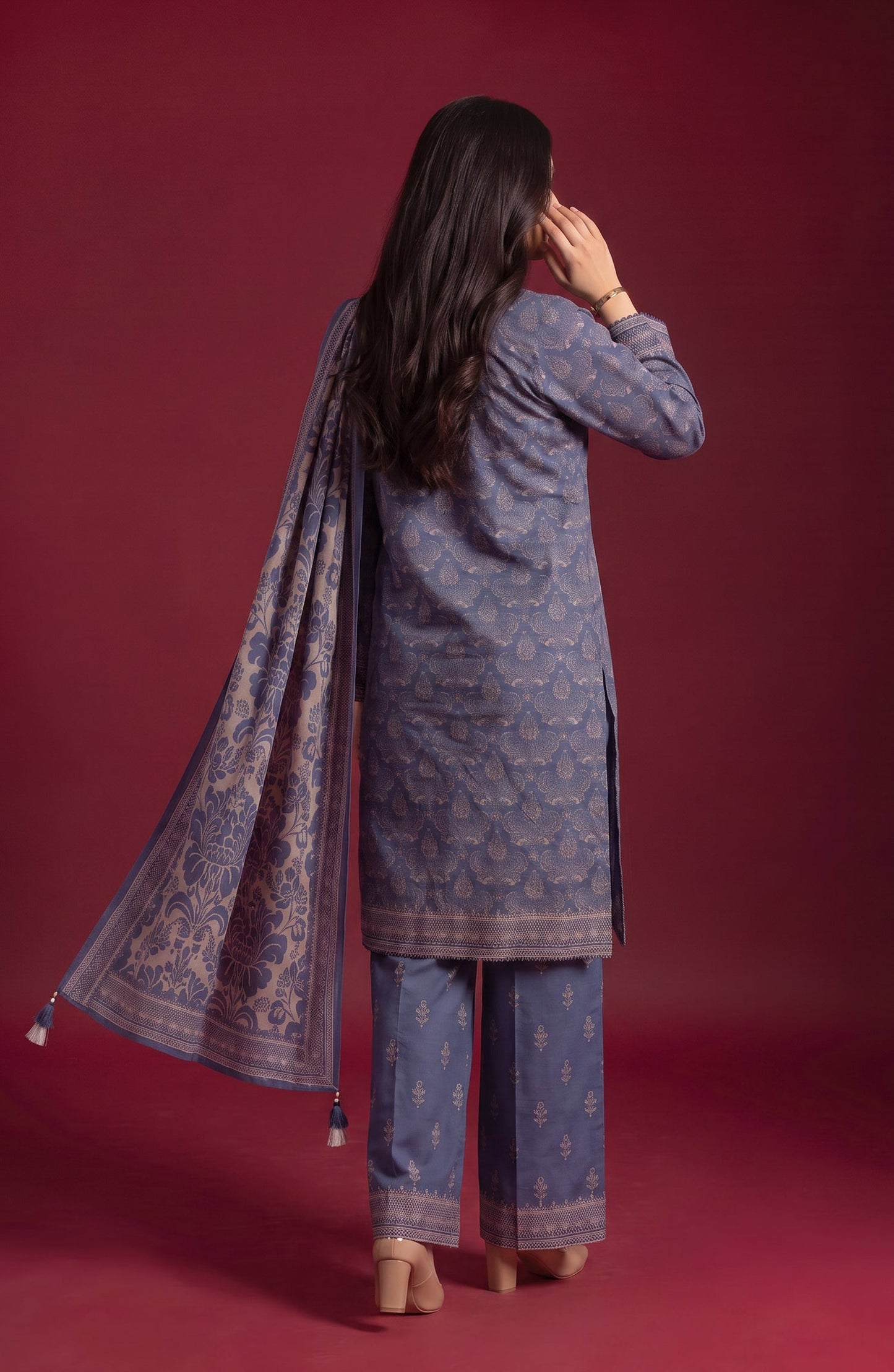 Rang e Bahar by Amna Khadija Embroidered Lawn Stitched 3 Piece Suit - AKRB-01 - AM26RNB - Blue - Summer Collection