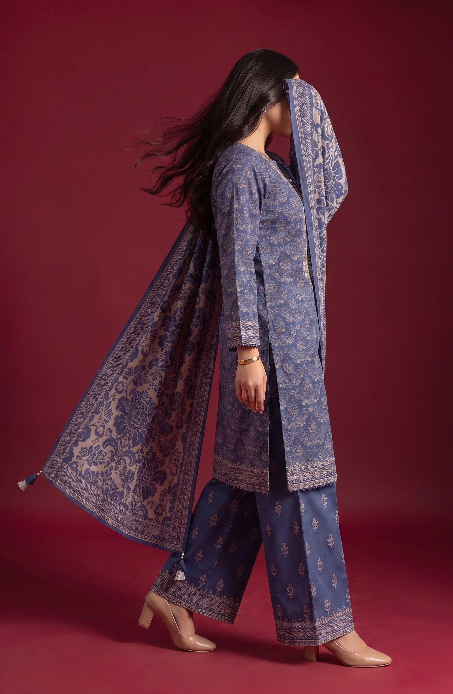 Rang e Bahar by Amna Khadija Embroidered Lawn Stitched 3 Piece Suit - AKRB-01 - AM26RNB - Blue - Summer Collection