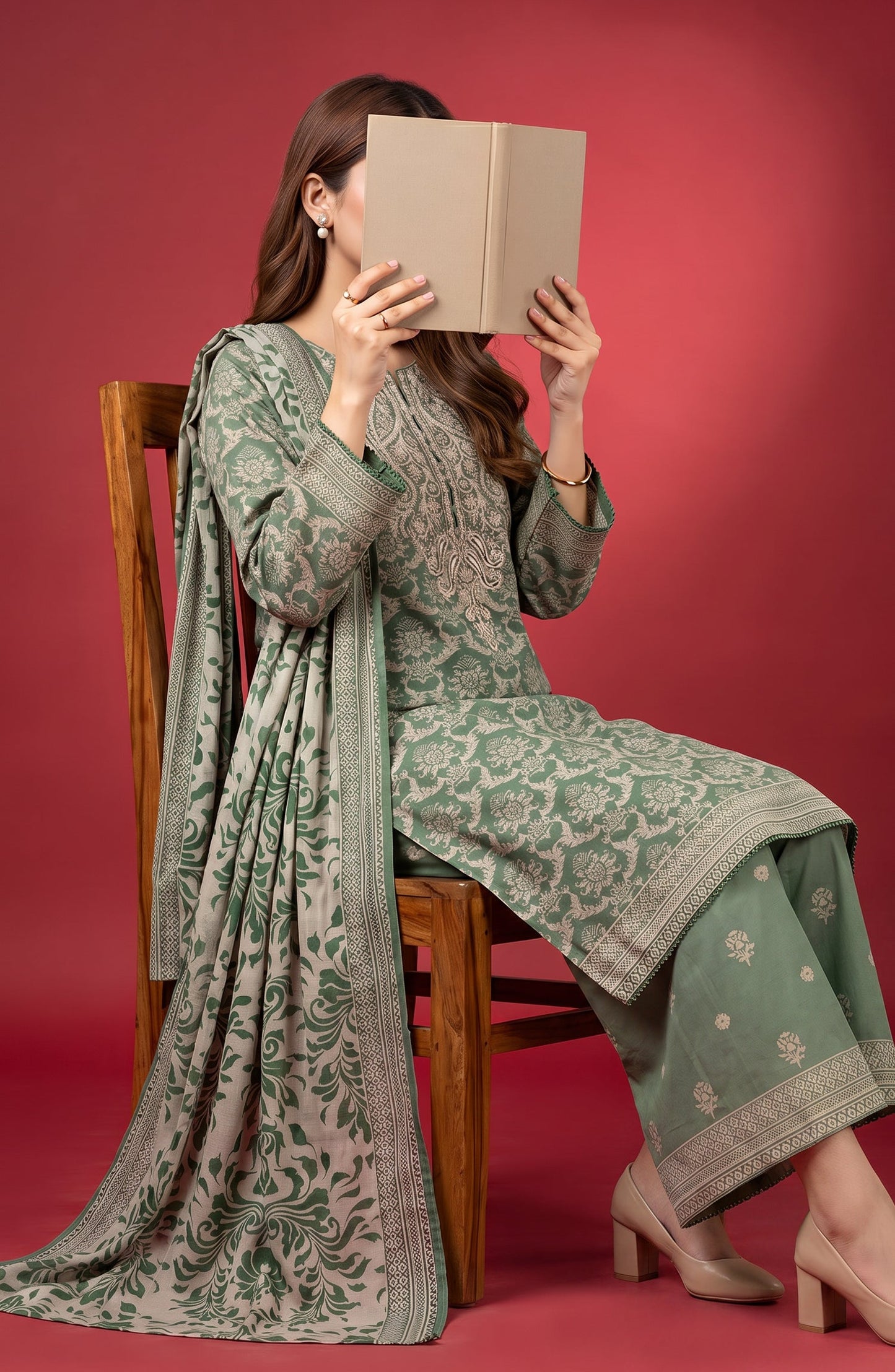 Rang e Bahar by Amna Khadija Embroidered Lawn Stitched 3 Piece Suit - AKRB-03 - AM26RNB - Green - Summer Collection