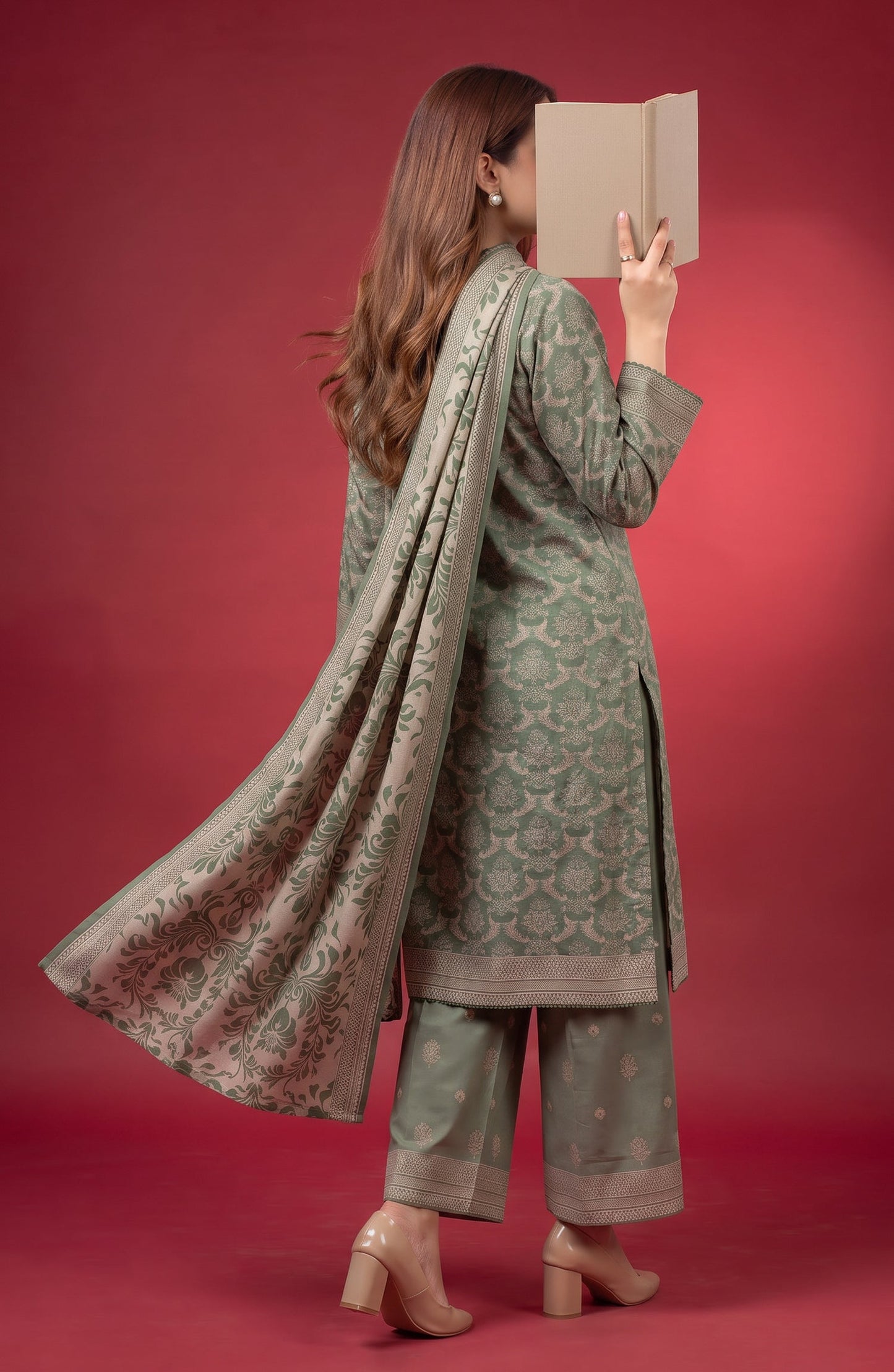 Rang e Bahar by Amna Khadija Embroidered Lawn Stitched 3 Piece Suit - AKRB-03 - AM26RNB - Green - Summer Collection