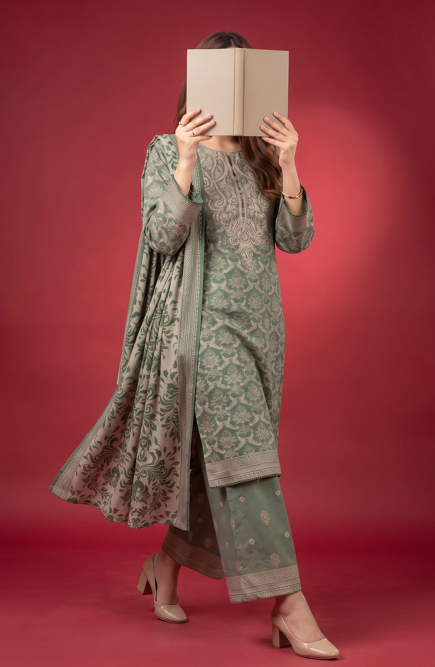 Rang e Bahar by Amna Khadija Embroidered Lawn Stitched 3 Piece Suit - AKRB-03 - AM26RNB - Green - Summer Collection