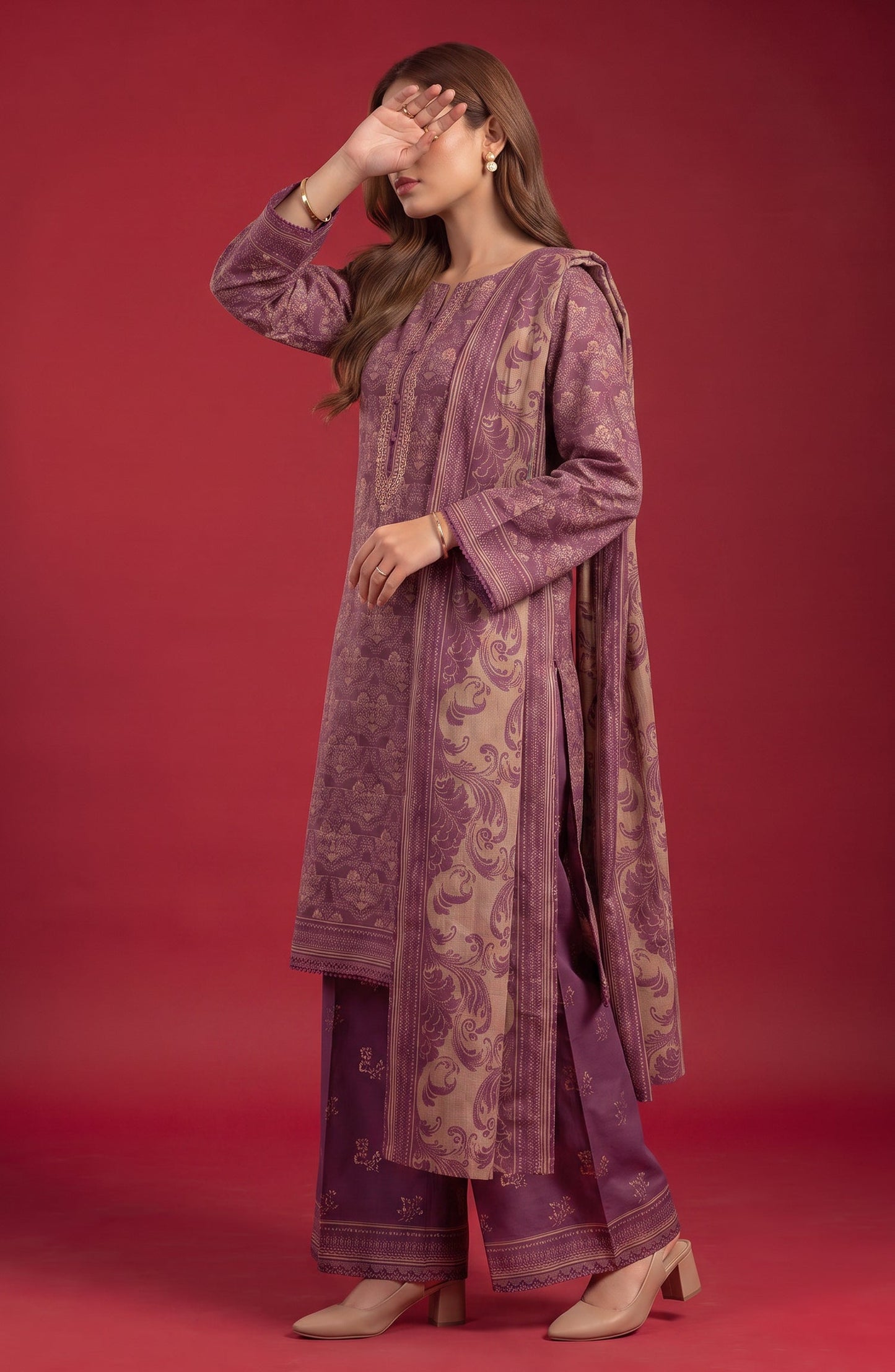 Rang e Bahar by Amna Khadija Embroidered Lawn Stitched 3 Piece Suit - AKRB-04 - AM26RNB - Purple - Summer Collection