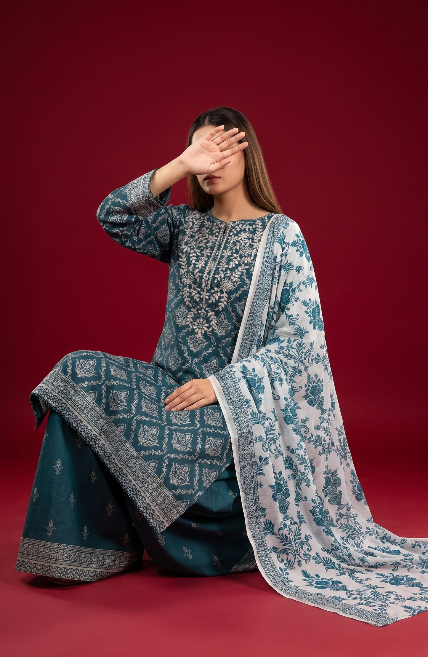 Rang e Bahar by Amna Khadija Embroidered Lawn Stitched 3 Piece Suit - AKRB-05 - AM26RNB - Blue - Summer Collection