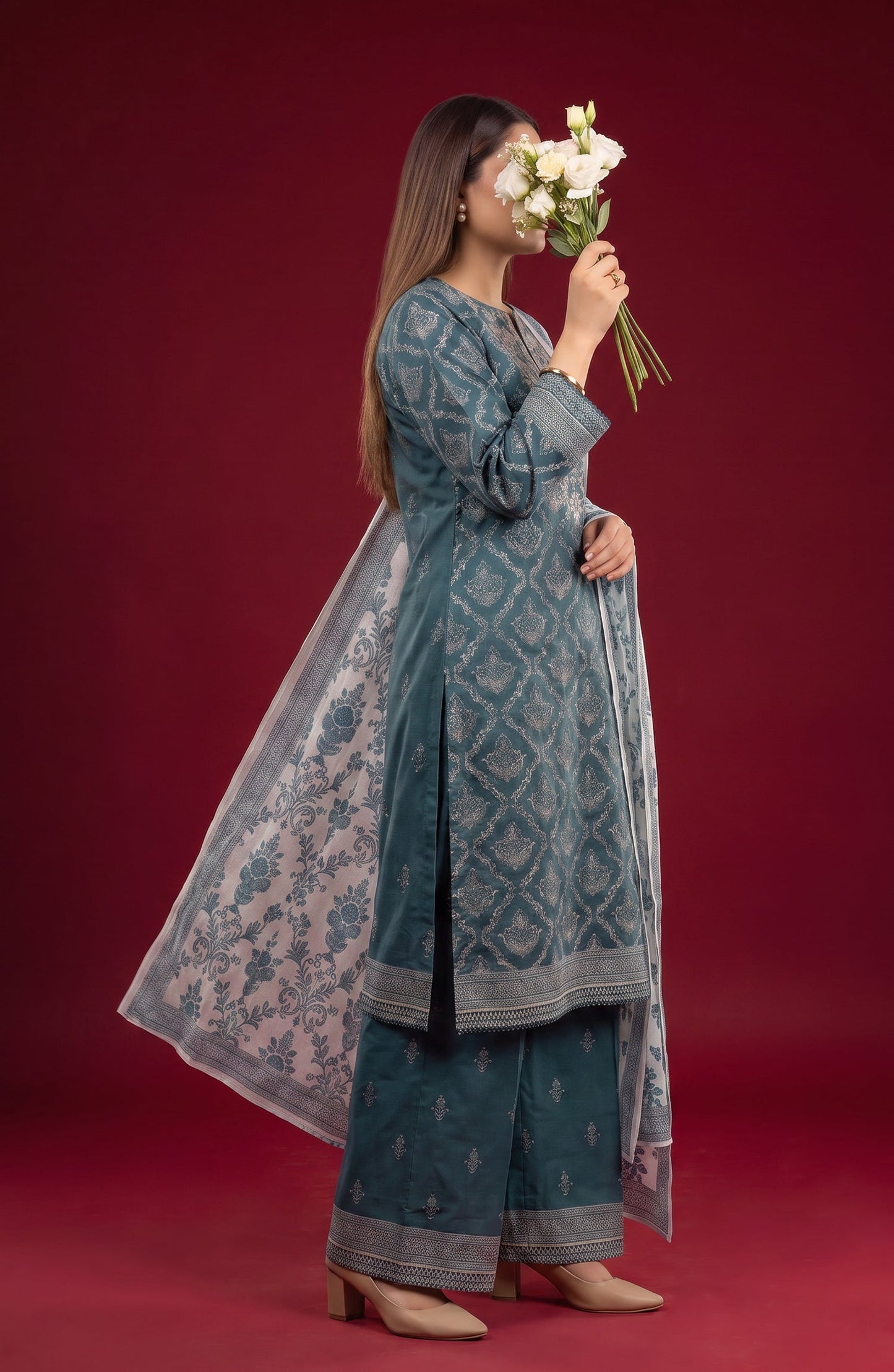 Rang e Bahar by Amna Khadija Embroidered Lawn Stitched 3 Piece Suit - AKRB-05 - AM26RNB - Blue - Summer Collection