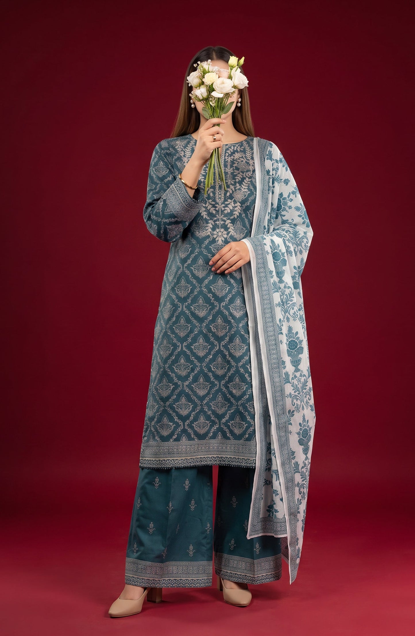 Rang e Bahar by Amna Khadija Embroidered Lawn Stitched 3 Piece Suit - AKRB-05 - AM26RNB - Blue - Summer Collection