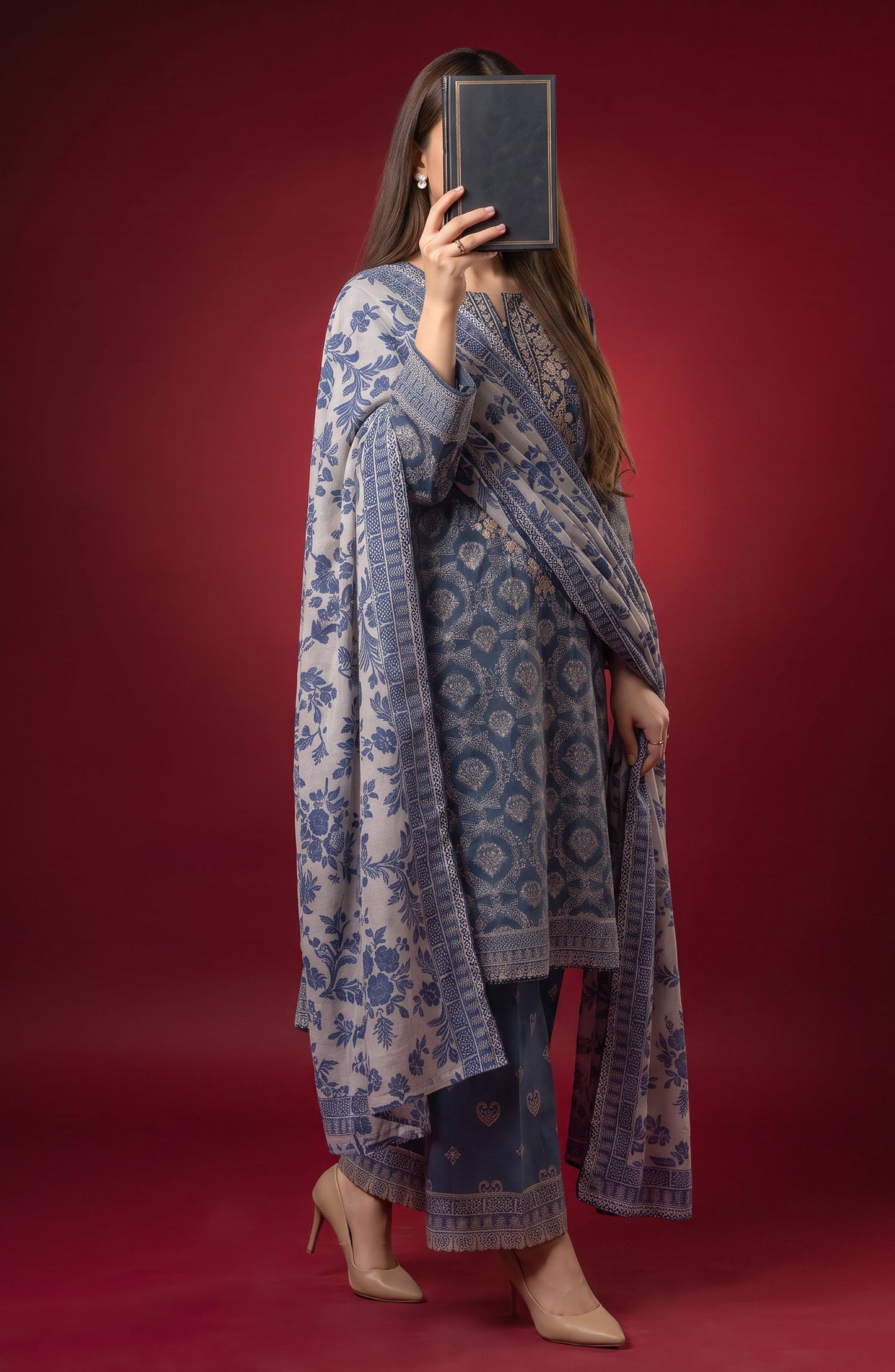 Rang e Bahar by Amna Khadija Embroidered Lawn Stitched 3 Piece Suit - AKRB-06 - AM26RNB - Blue - Summer Collection