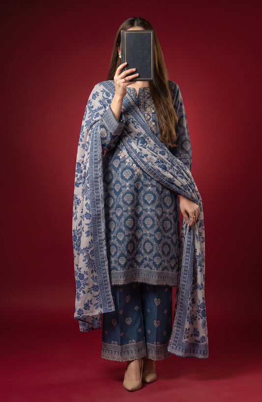 Rang e Bahar by Amna Khadija Embroidered Lawn Stitched 3 Piece Suit - AKRB-06 - AM26RNB - Blue - Summer Collection