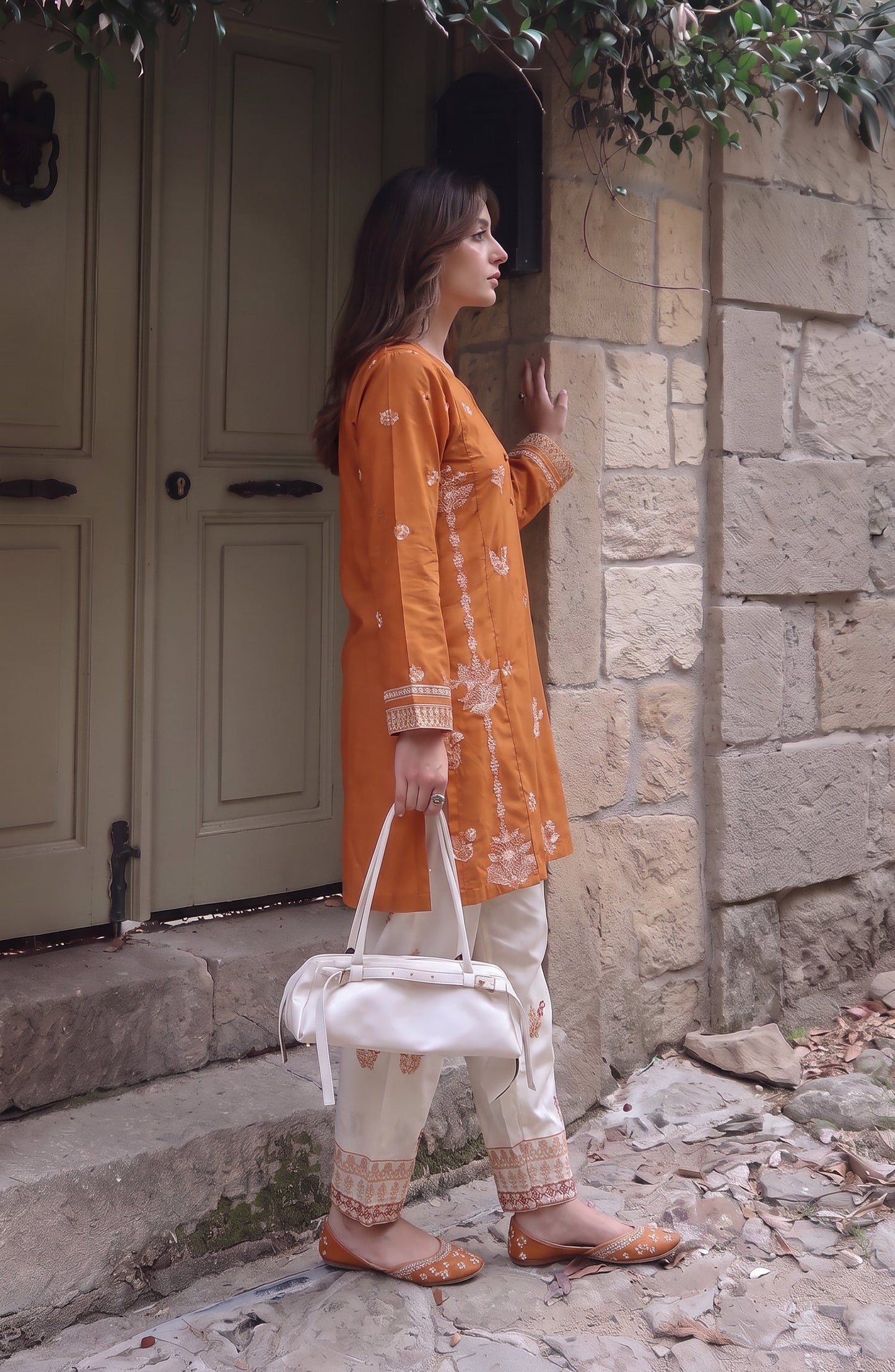 Rang e Mirha by Amna Khadija Embroidered Cotton Lawn Stitched 2 Piece Suit - AKRM-01 - AM26RGMR - Mustard - Summer Collection