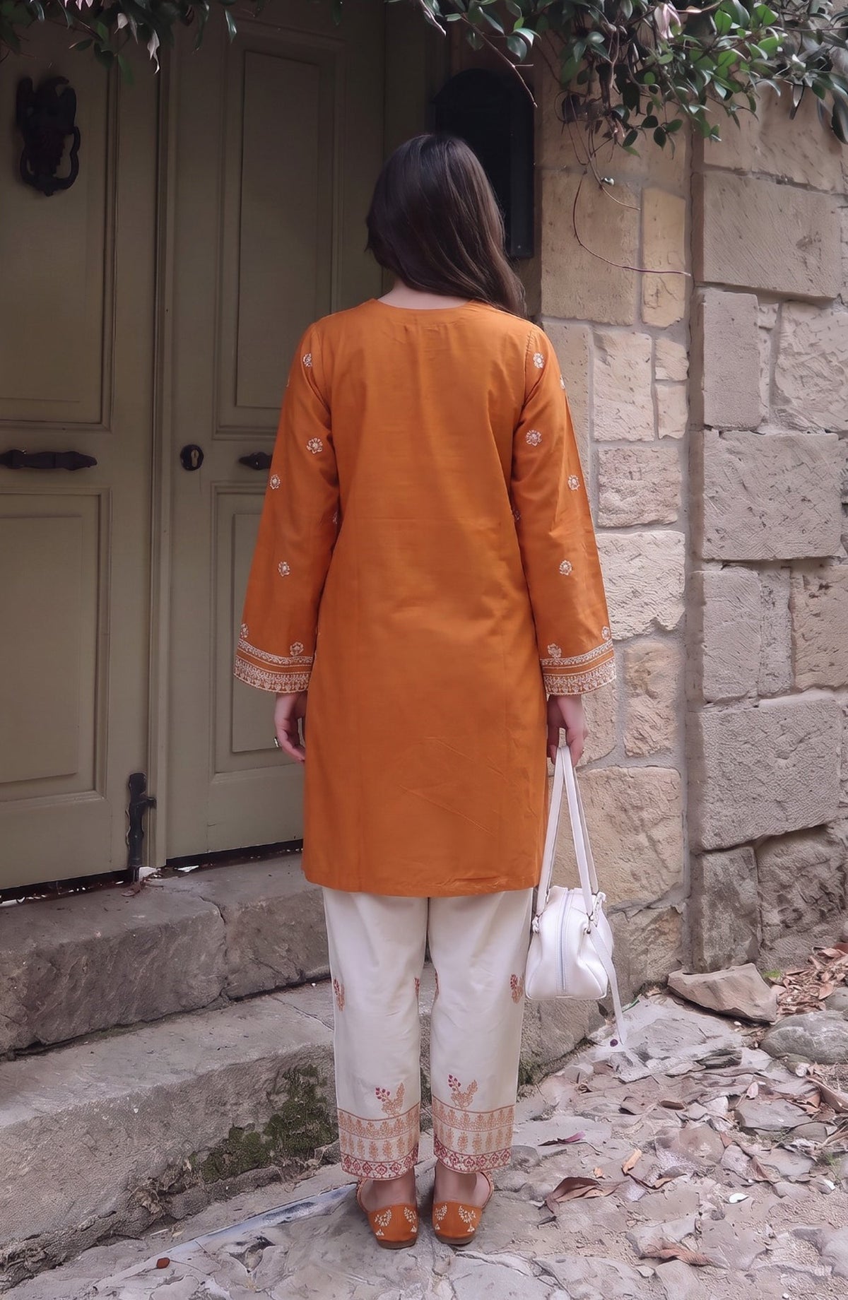 Rang e Mirha by Amna Khadija Embroidered Cotton Lawn Stitched 2 Piece Suit - AKRM-01 - AM26RGMR - Mustard - Summer Collection