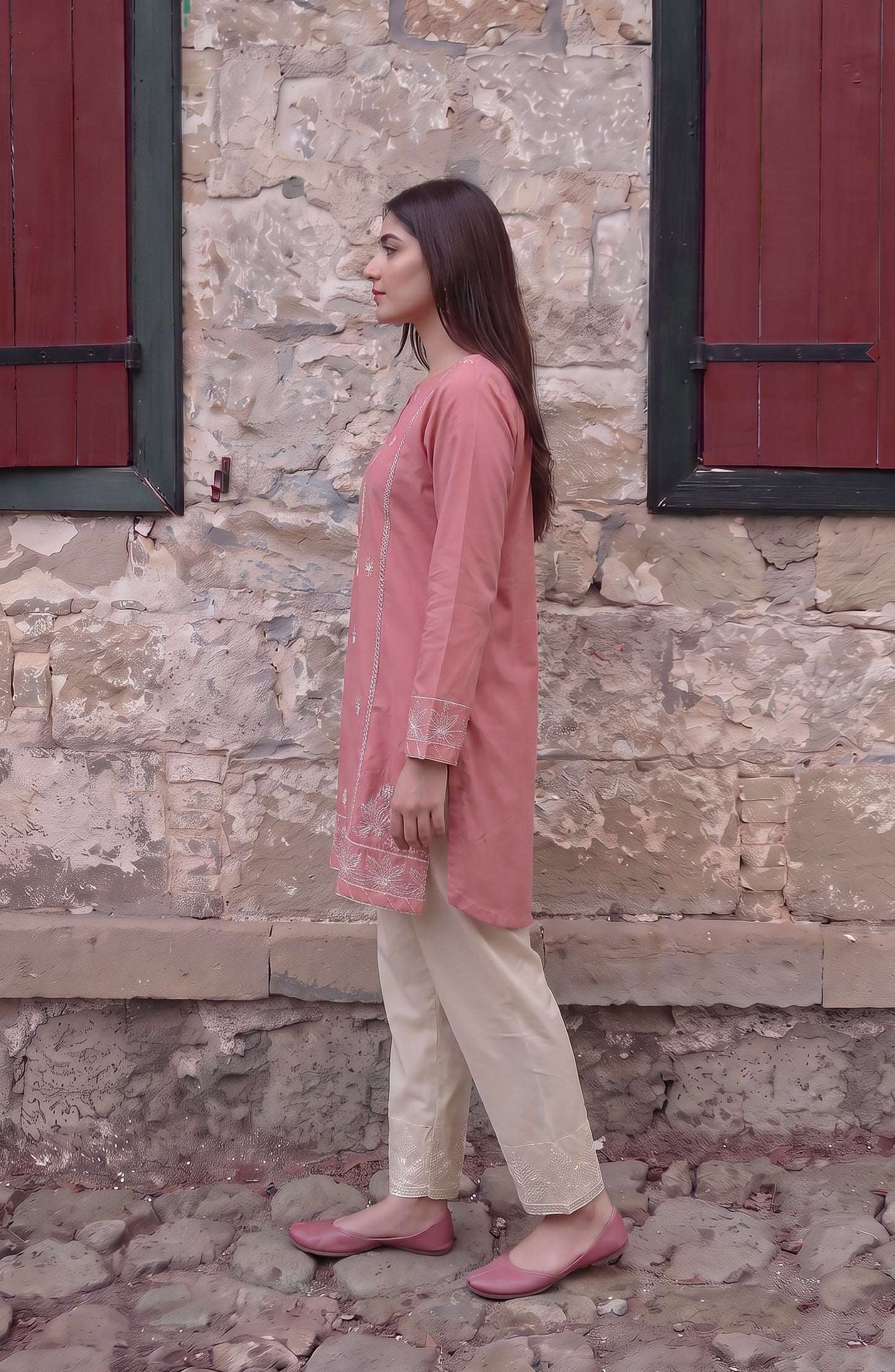 Rang e Mirha by Amna Khadija Embroidered Cotton Lawn Stitched 2 Piece Suit - AKRM-03 - AM26RGMR - Pink - Summer Collection