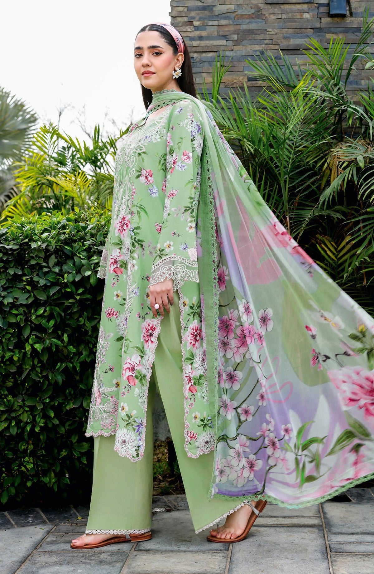 Rangrez by Ramsha Luxury Embroidered Lawn Unstitched 3 Piece Suit - N-907 - RM26REZ - Green - Summer Collection