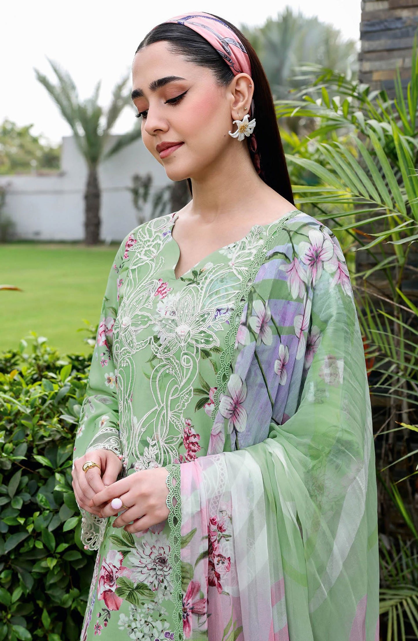 Rangrez by Ramsha Luxury Embroidered Lawn Unstitched 3 Piece Suit - N-907 - RM26REZ - Green - Summer Collection