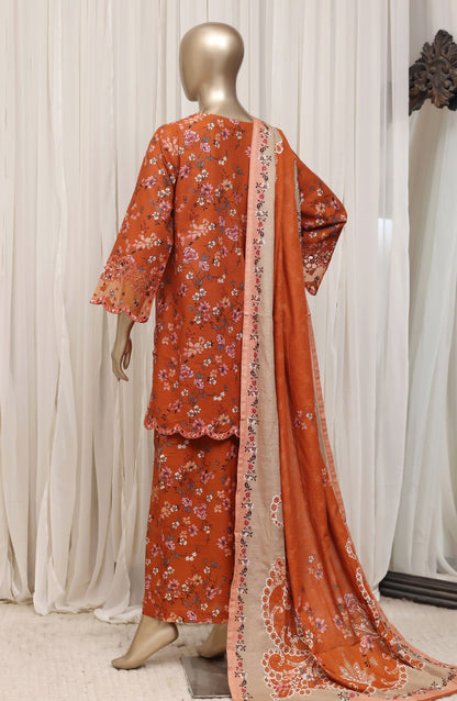 Raya by Sadabahar Embroidered Khaddar Stitched 3 Piece Suit - D-02 - SBD26DFS - Rust - Festive Collection