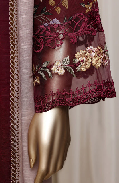 Raya by Sadabahar Embroidered Khaddar Stitched 3 Piece Suit - D-03 - SBD26DFS - Maroon - Festive Collection