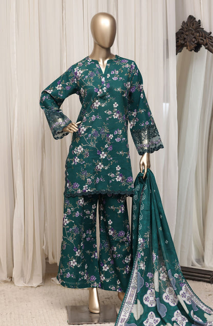 Raya by Sadabahar Embroidered Khaddar Stitched 3 Piece Suit - D-04 - SBD26DFS - Green - Festive Collection