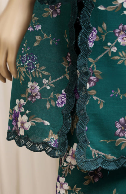 Raya by Sadabahar Embroidered Khaddar Stitched 3 Piece Suit - D-04 - SBD26DFS - Green - Festive Collection
