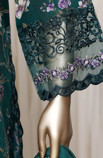 Raya by Sadabahar Embroidered Khaddar Stitched 3 Piece Suit - D-04 - SBD26DFS - Green - Festive Collection