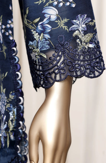 Raya by Sadabahar Embroidered Khaddar Stitched 3 Piece Suit - D-05 - SBD26DFS - Blue - Festive Collection