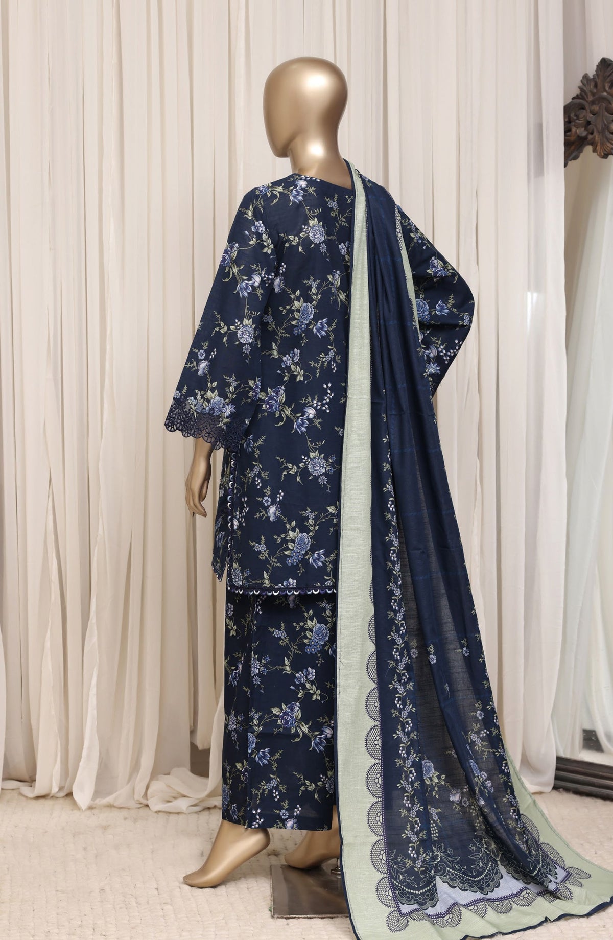 Raya by Sadabahar Embroidered Khaddar Stitched 3 Piece Suit - D-05 - SBD26DFS - Blue - Festive Collection