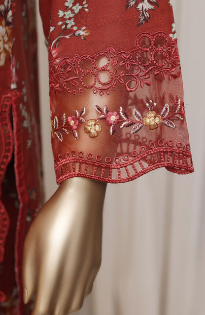 Raya by Sadabahar Embroidered Khaddar Stitched 3 Piece Suit - D-06 - SBD26DFS - Red - Festive Collection
