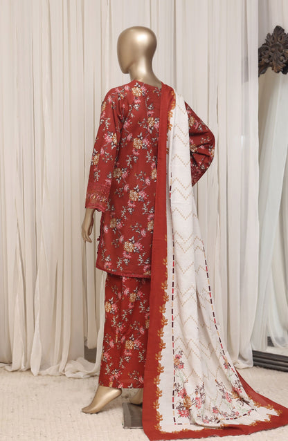 Raya by Sadabahar Embroidered Khaddar Stitched 3 Piece Suit - D-06 - SBD26DFS - Red - Festive Collection