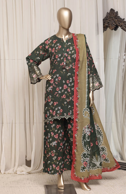 Raya by Sadabahar Embroidered Khaddar Stitched 3 Piece Suit - D-07 - SBD26DFS - Green - Festive Collection