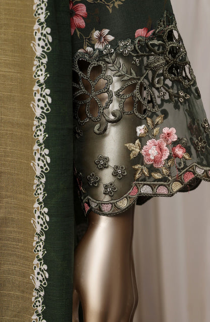 Raya by Sadabahar Embroidered Khaddar Stitched 3 Piece Suit - D-07 - SBD26DFS - Green - Festive Collection