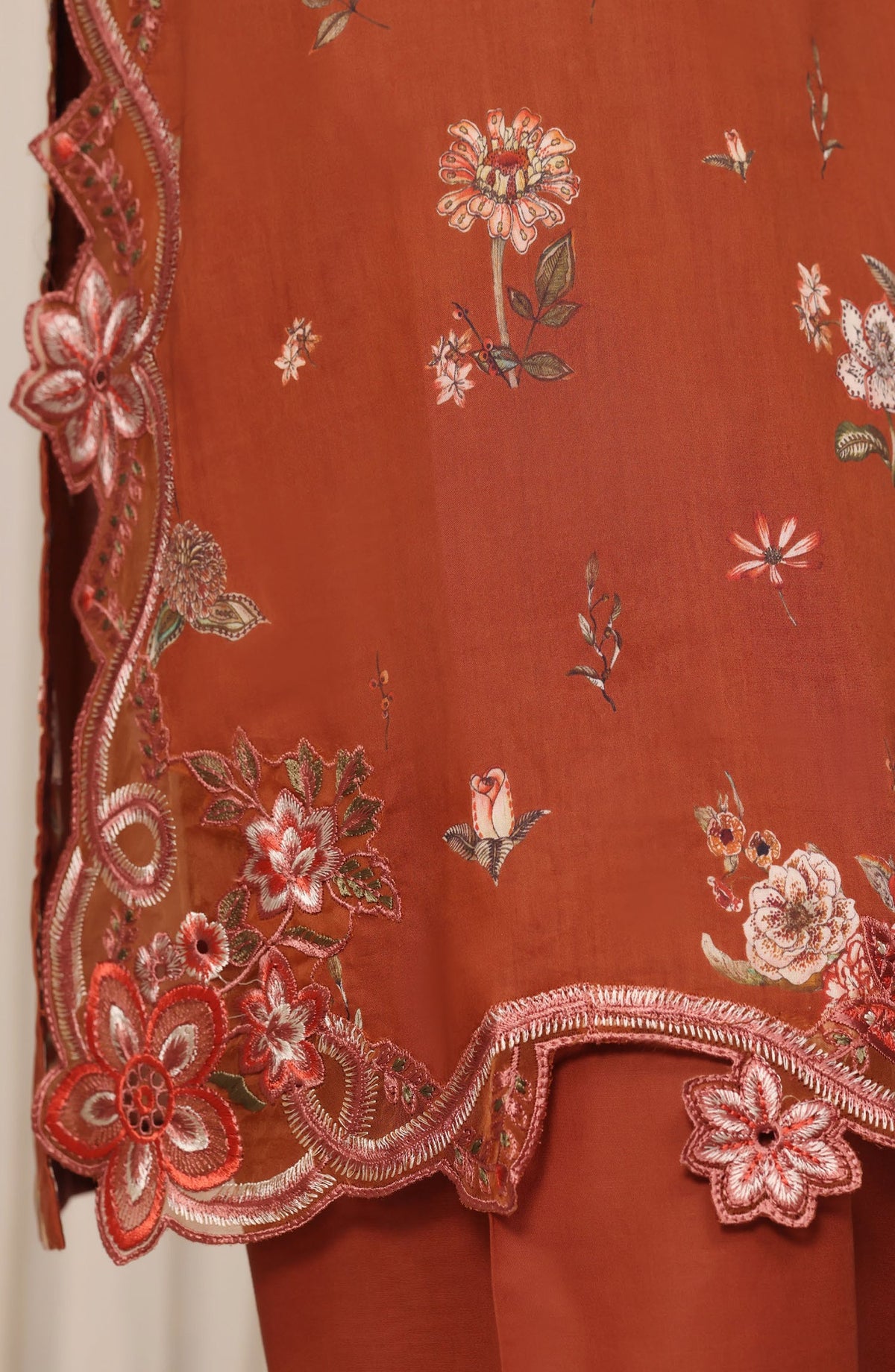 Raya by Sadabahar Embroidered Stitched 3 Piece Suit - D-02 - SBD26YAB - Rust - Festive Collection