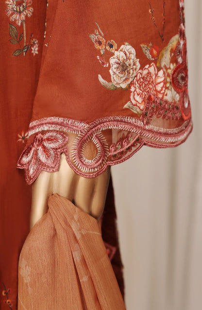 Raya by Sadabahar Embroidered Stitched 3 Piece Suit - D-02 - SBD26YAB - Rust - Festive Collection