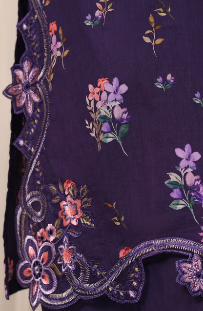 Raya by Sadabahar Embroidered Stitched 3 Piece Suit - D-03 - SBD26YAB - Purple - Festive Collection