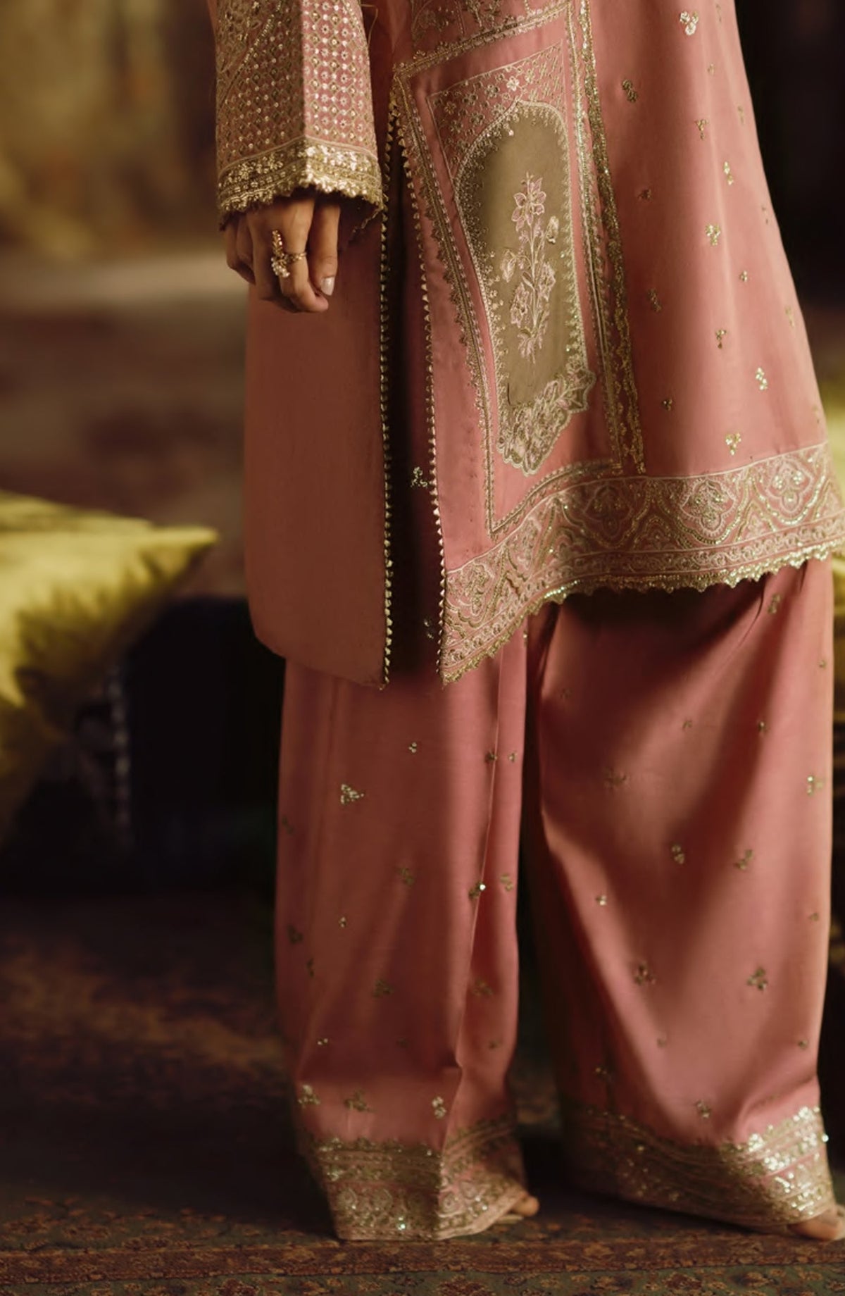 Rekha by Casual Lite Embroidered Silk Viscose Stitched 3 Piece Suit - 01 Laila - CL26RKH - Pink - Festive Collection