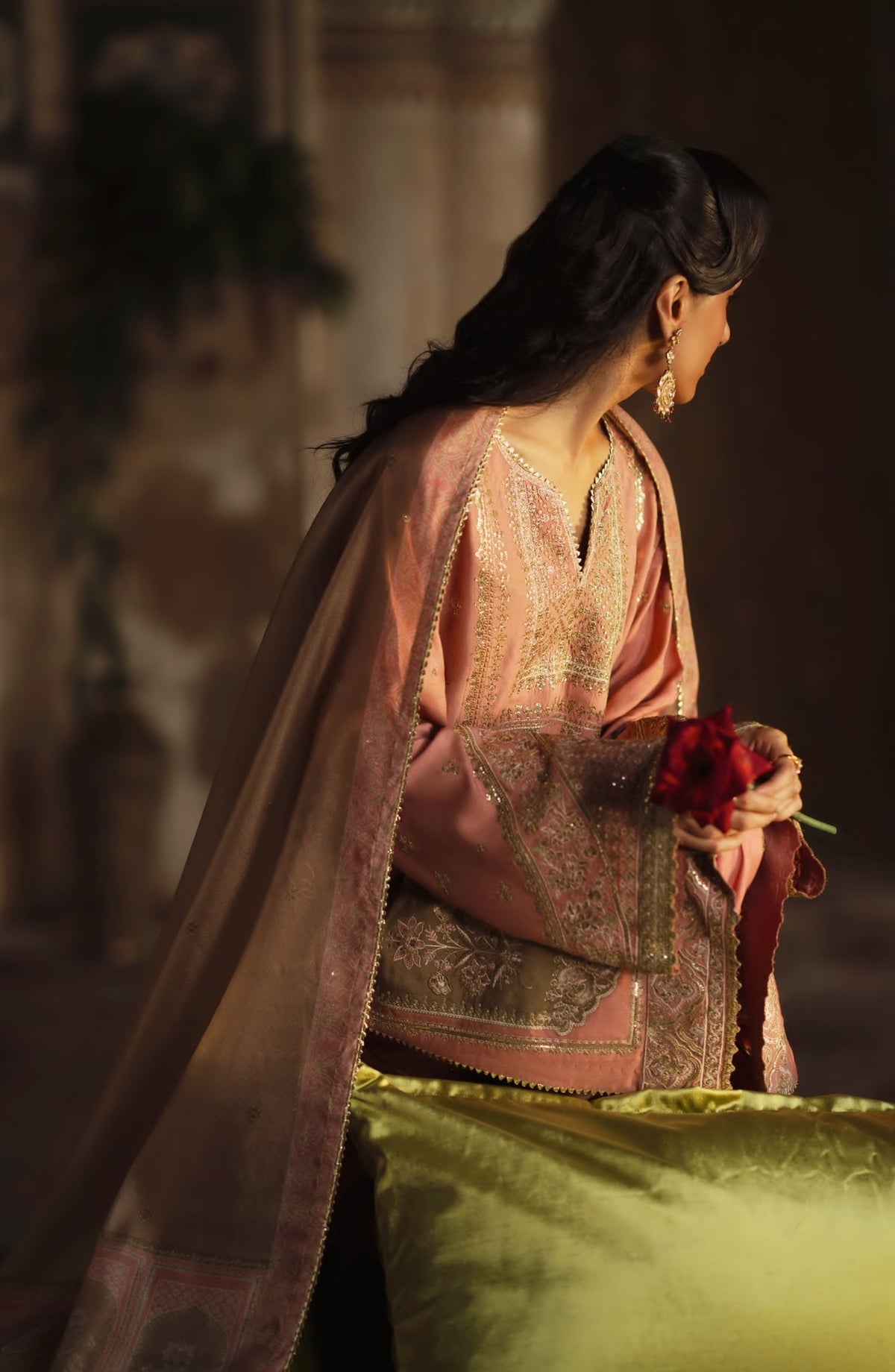 Rekha by Casual Lite Embroidered Silk Viscose Stitched 3 Piece Suit - 01 Laila - CL26RKH - Pink - Festive Collection