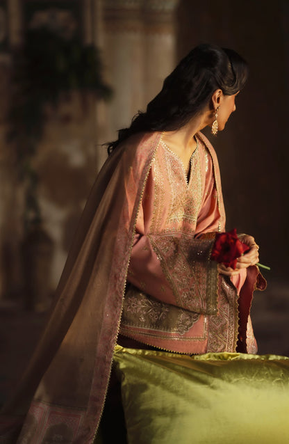 Rekha by Casual Lite Embroidered Silk Viscose Stitched 3 Piece Suit - 01 Laila - CL26RKH - Pink - Festive Collection