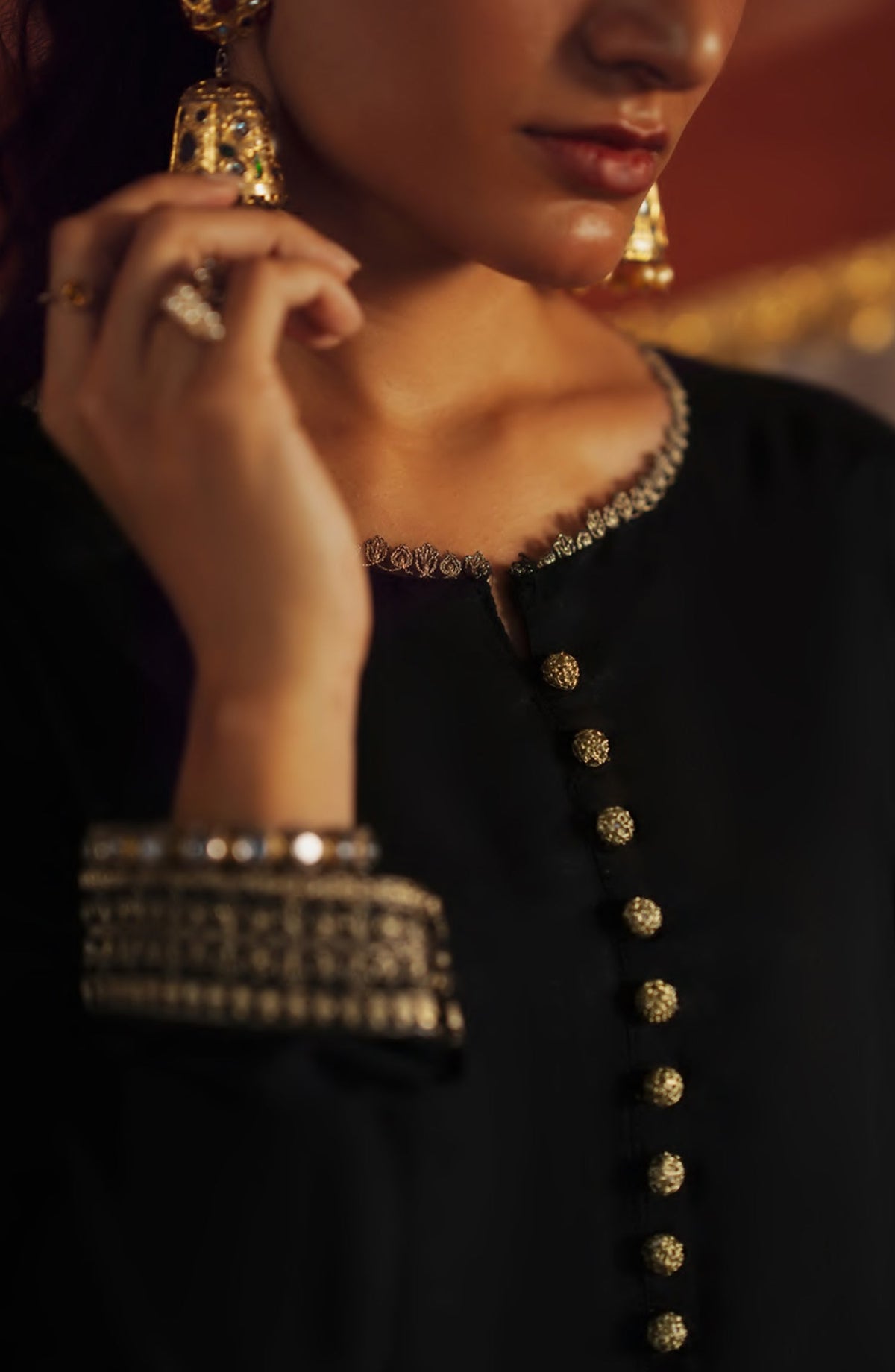 Rekha by Casual Lite Embroidered Silk Viscose Stitched 3 Piece Suit - 04 Bella - CL26RKH - Black - Festive Collection