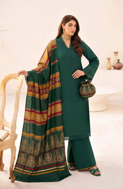 Resham by Amna Khadija Dhanak Unstitched 3 Piece Suit - D-04 - AM26REM - Green - Winter Collection