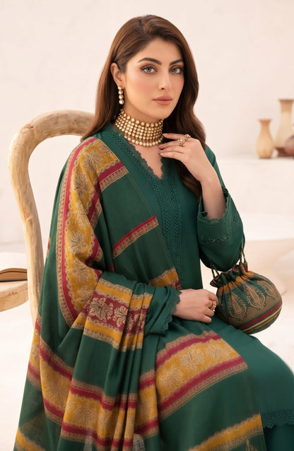 Resham by Amna Khadija Dhanak Unstitched 3 Piece Suit - D-04 - AM26REM - Green - Winter Collection