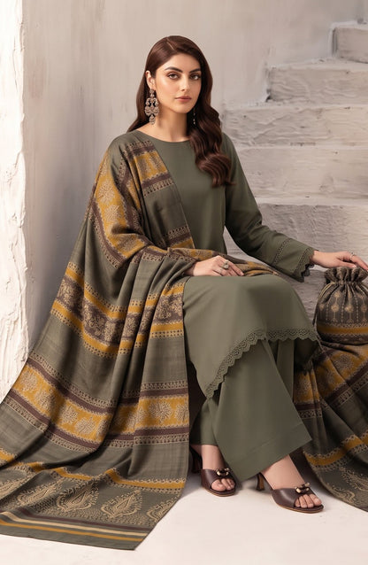 Resham by Amna Khadija Dhanak Unstitched 3 Piece Suit - D-05 - AM26REM - Green - Winter Collection