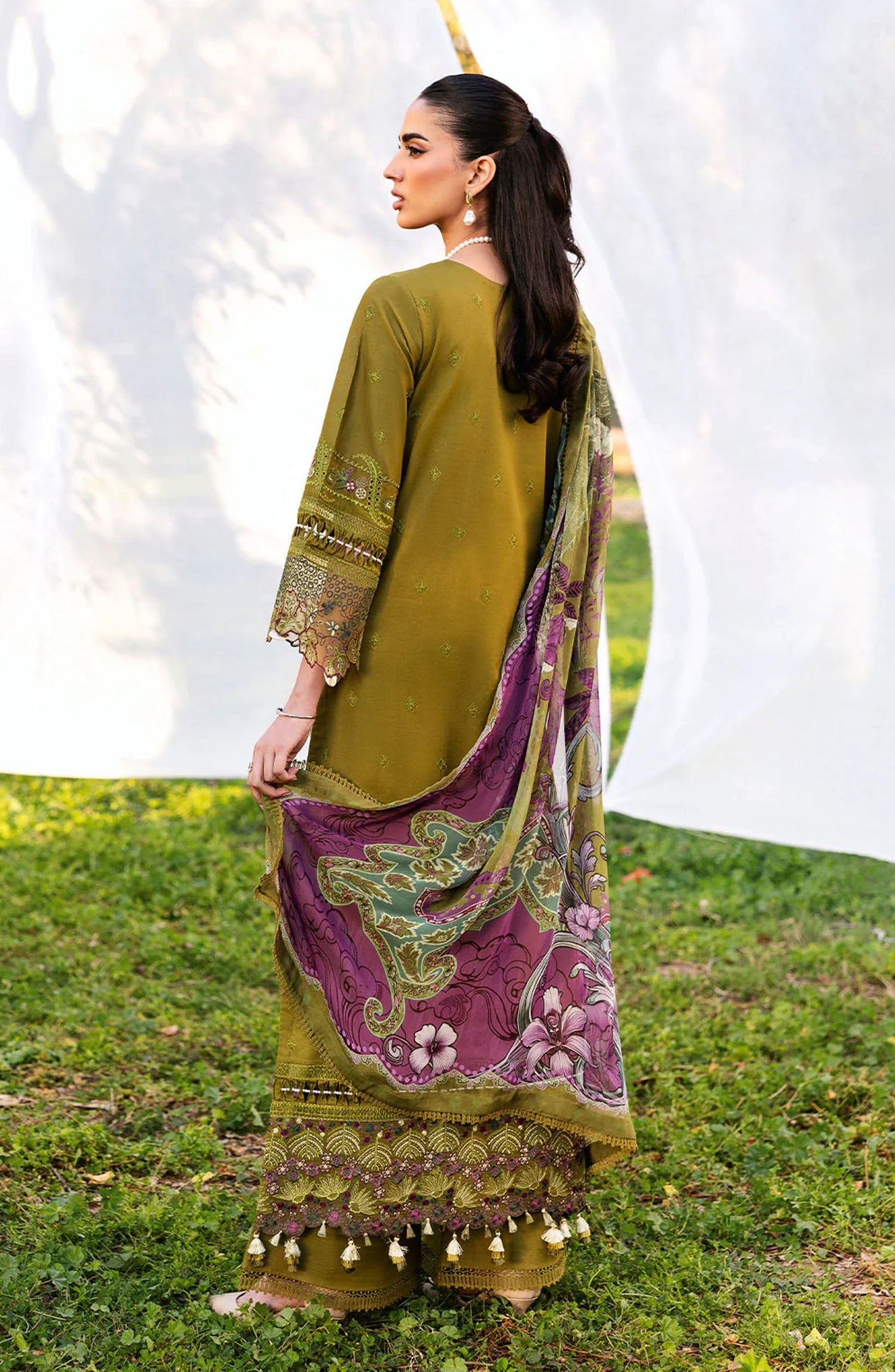 Riwayat by Ramsha Embroidered Lawn Unstitched 3 Piece Suit - Y-1303 - RM25RW13 - Dhani - Summer Collection