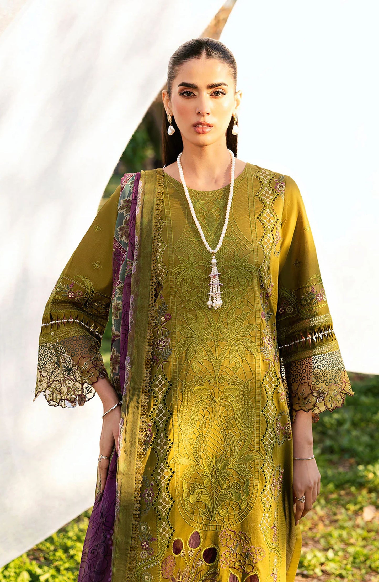 Riwayat by Ramsha Embroidered Lawn Unstitched 3 Piece Suit - Y-1303 - RM25RW13 - Dhani - Summer Collection