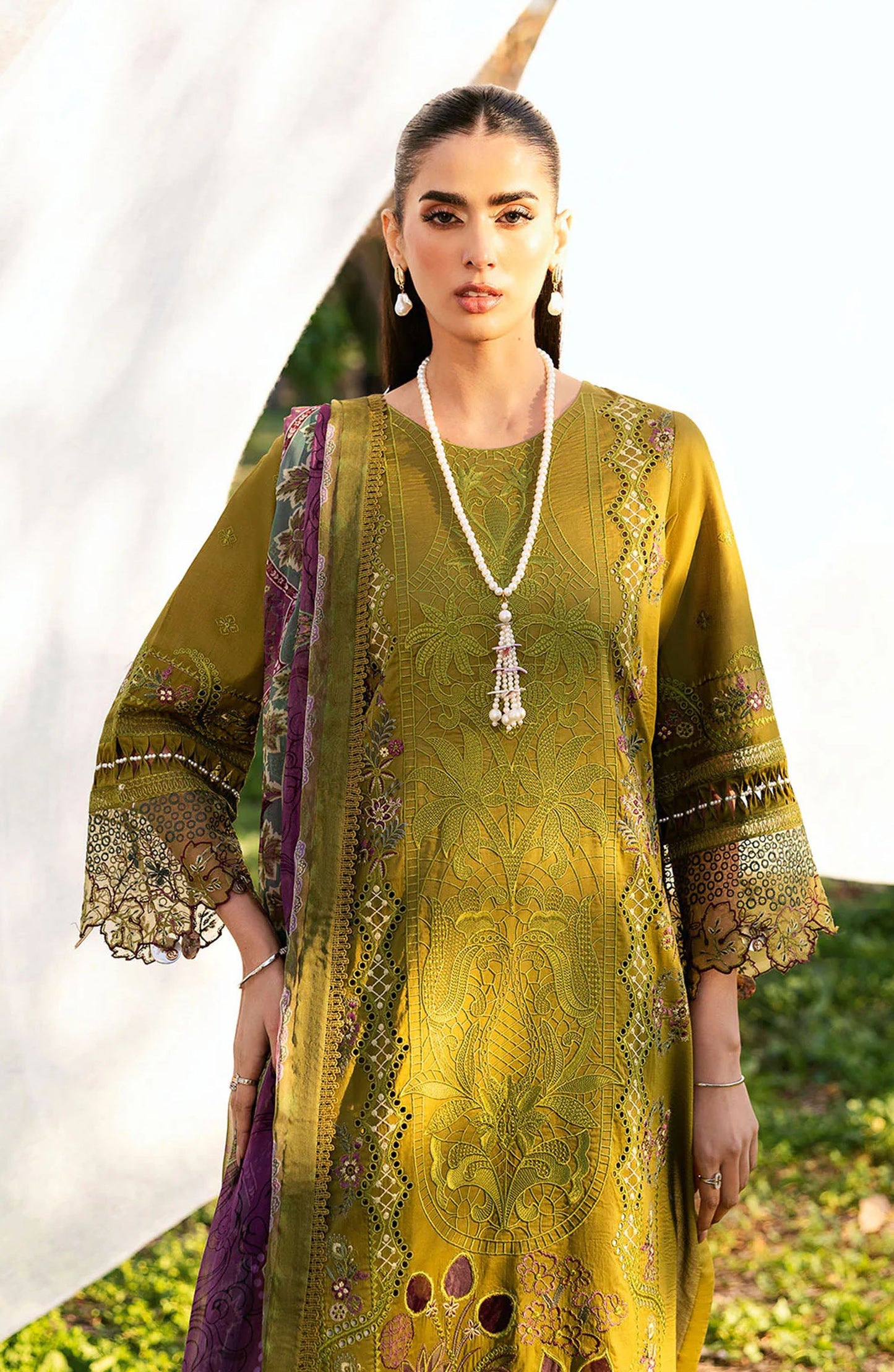 Riwayat by Ramsha Embroidered Lawn Unstitched 3 Piece Suit - Y-1303 - RM25RW13 - Dhani - Summer Collection
