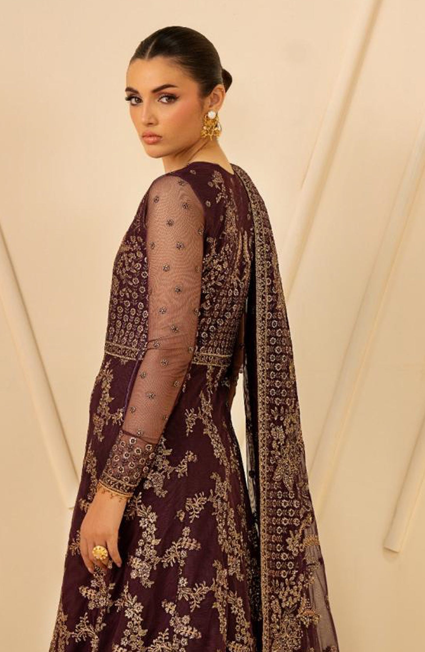 Riwayat by Zarif Embroidered Net Unstitched 3 Piece Suit - RC-07 BAZM - ZRF26RWT - Purple - Festive Collection